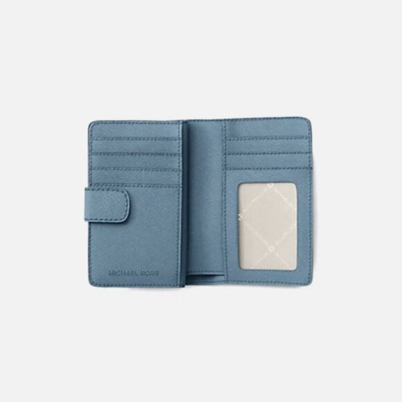 New Michael Kors Medium Crossgrain Leather Wallet Cornflower - Picture 2 of 5